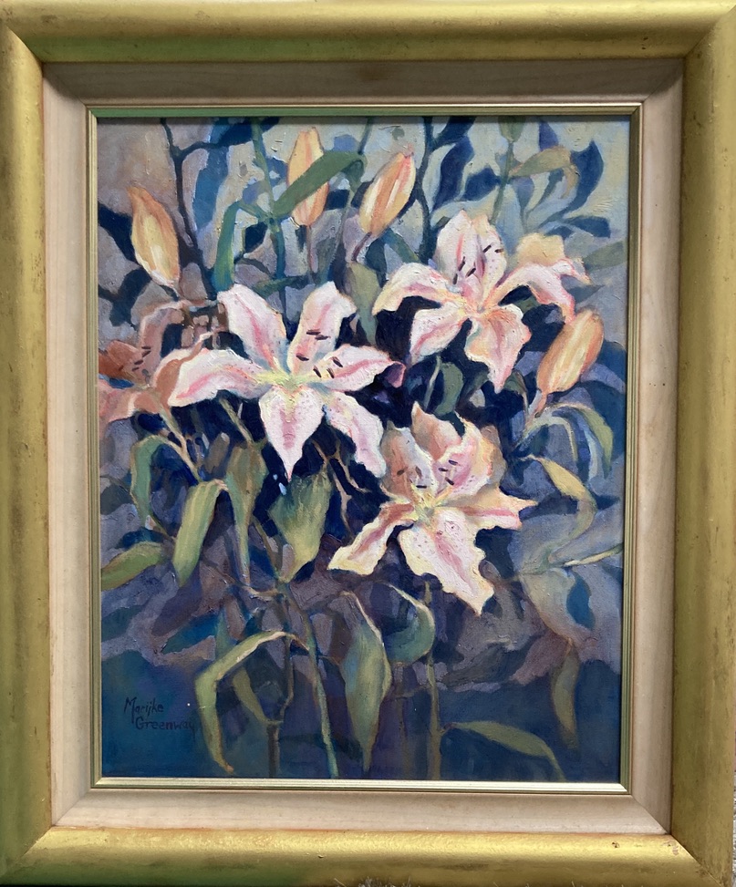 Pink Orientals<>framed 65x56 oil $795