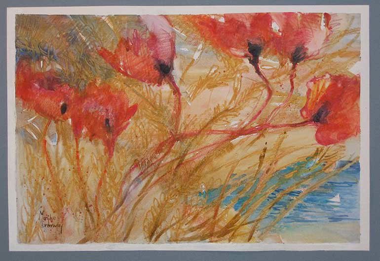 Wild poppies, Leros<>framed $795